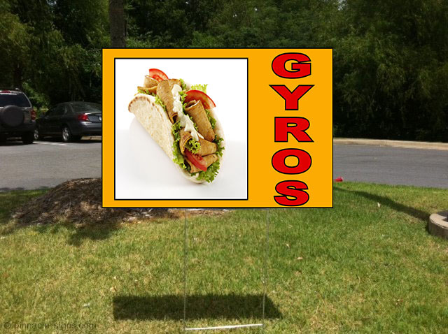 GYROS Food Fair Restaurant Cafe Market Corrugated Plastic Yard Sign FREE Stakes