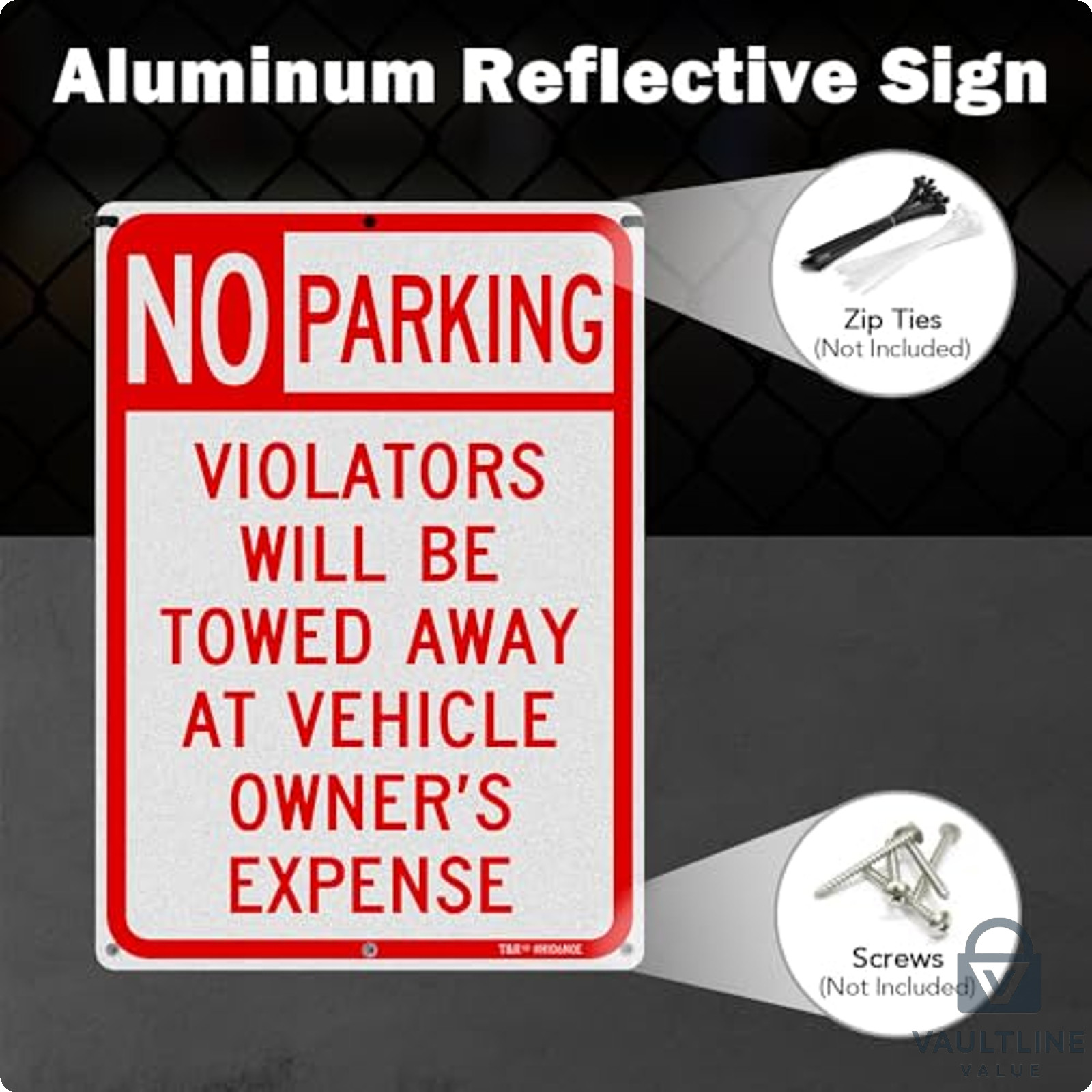 2 Pack No Parking Aluminum Signs 14 x 10 Inch Reflective Warning Labels