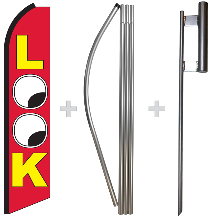 Look 15&prime; Tall Swooper Flag & Pole Kit Feather Super Bow Banner