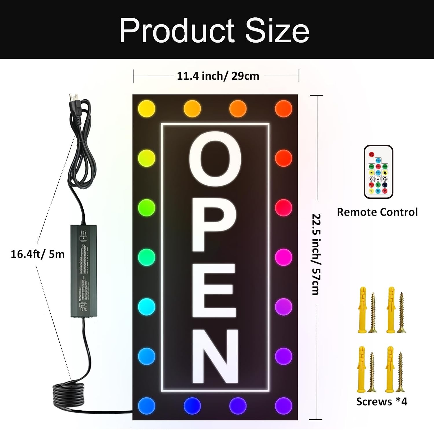 RGB LED Open Sign Outdoor Waterproof Remote Control