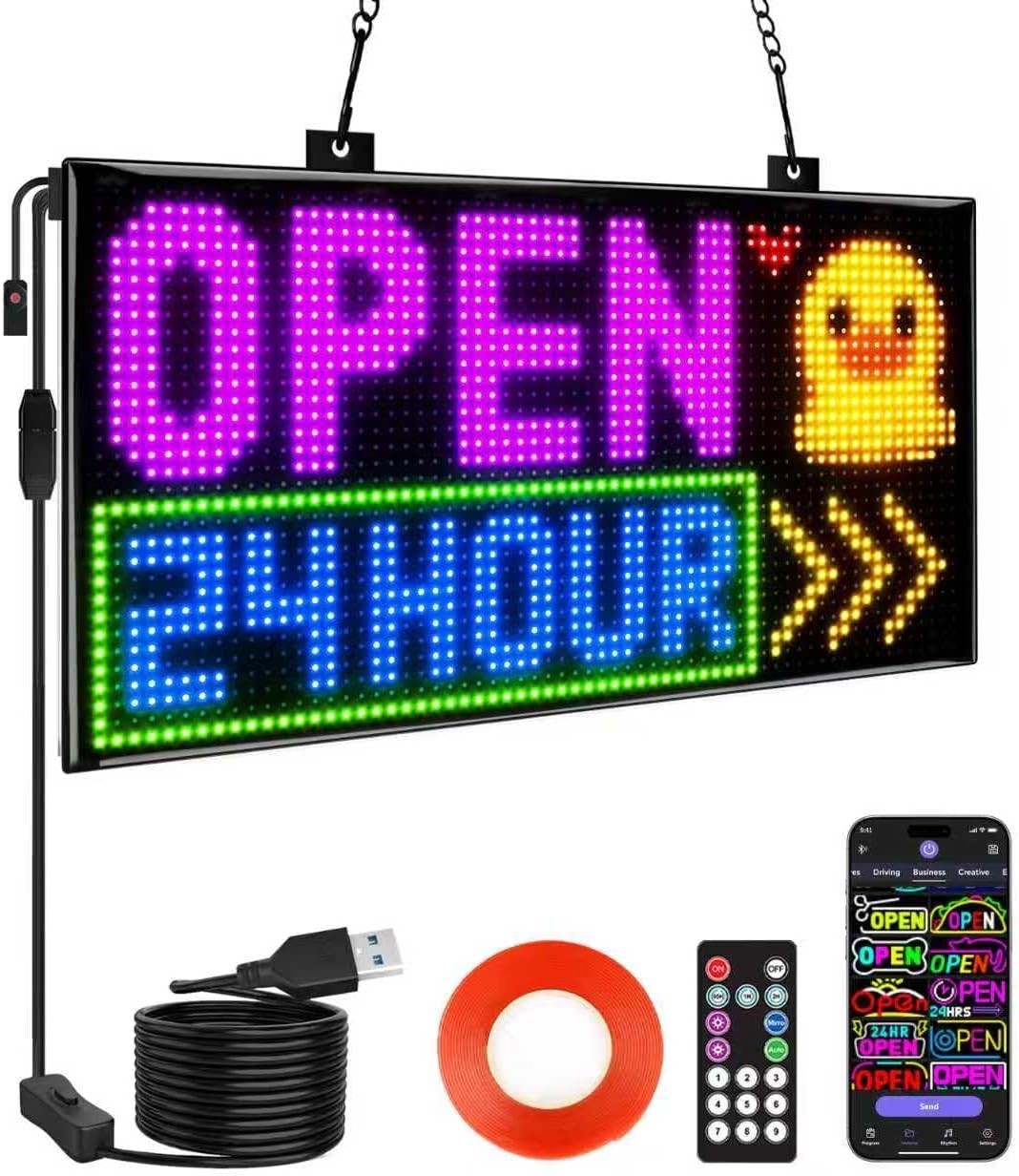 Multicolor Dual Row LED Open Sign 13&Prime;x8&Prime; – Eye-Catching Business Display