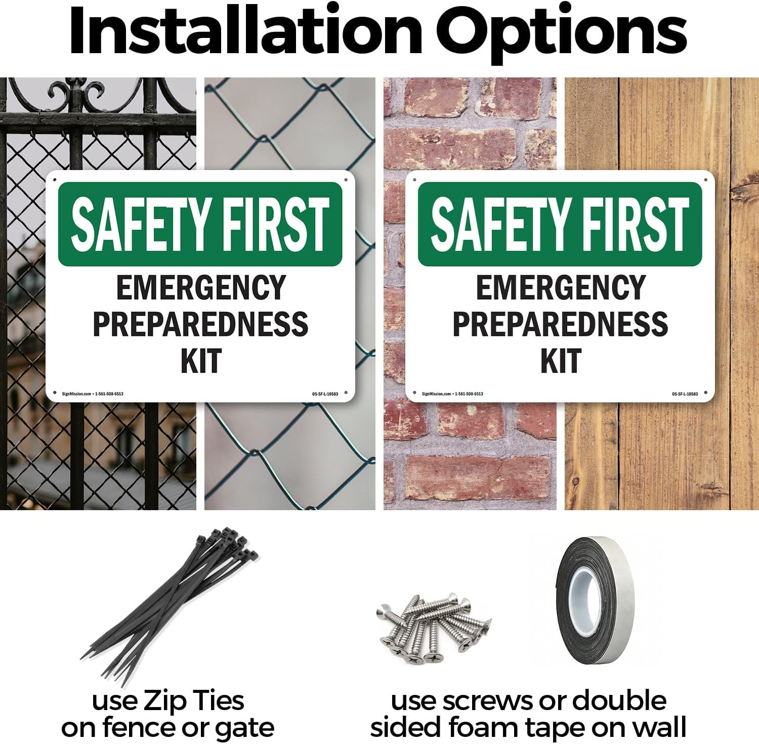 Emergency Preparedness Kit OSHA SAFETY FIRST Rigid Plastic Sign 18 Inch X 12 Inc