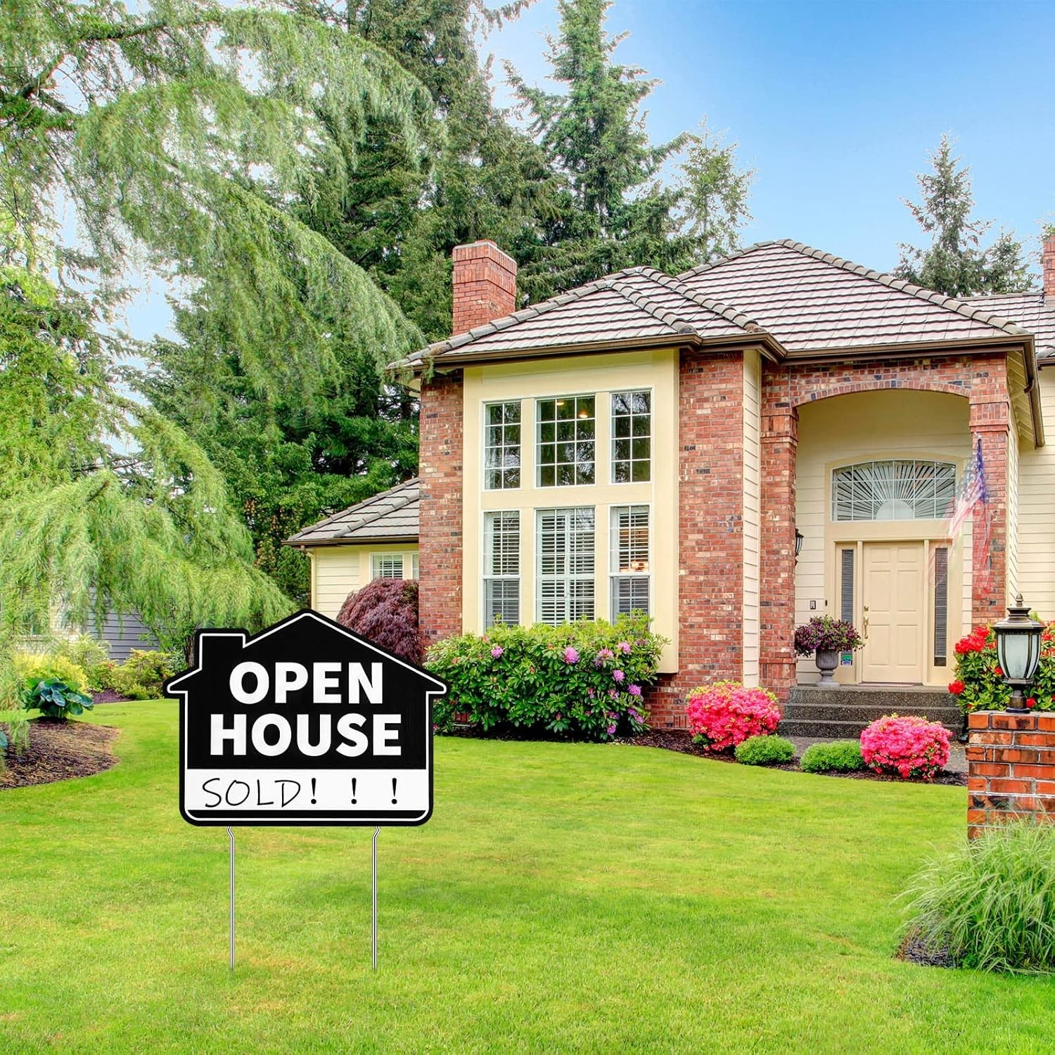 Open House Yard Signs with Metal Stakes for Real Estate 16&Prime; x 12&Prime; Large Black