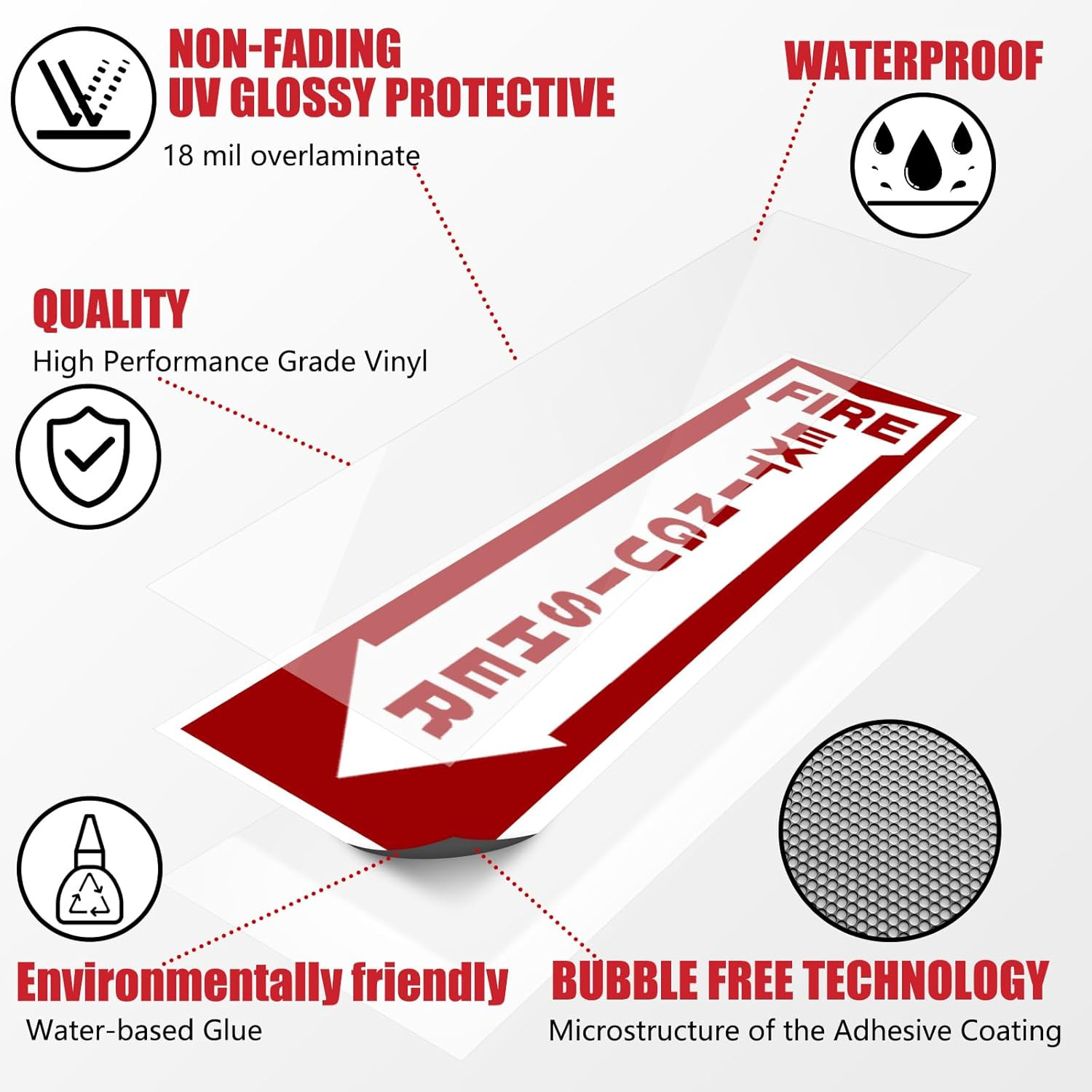 12 Pack Glow Fire Extinguisher Sign Stickers 4×12 Safety Labels Waterproof UV