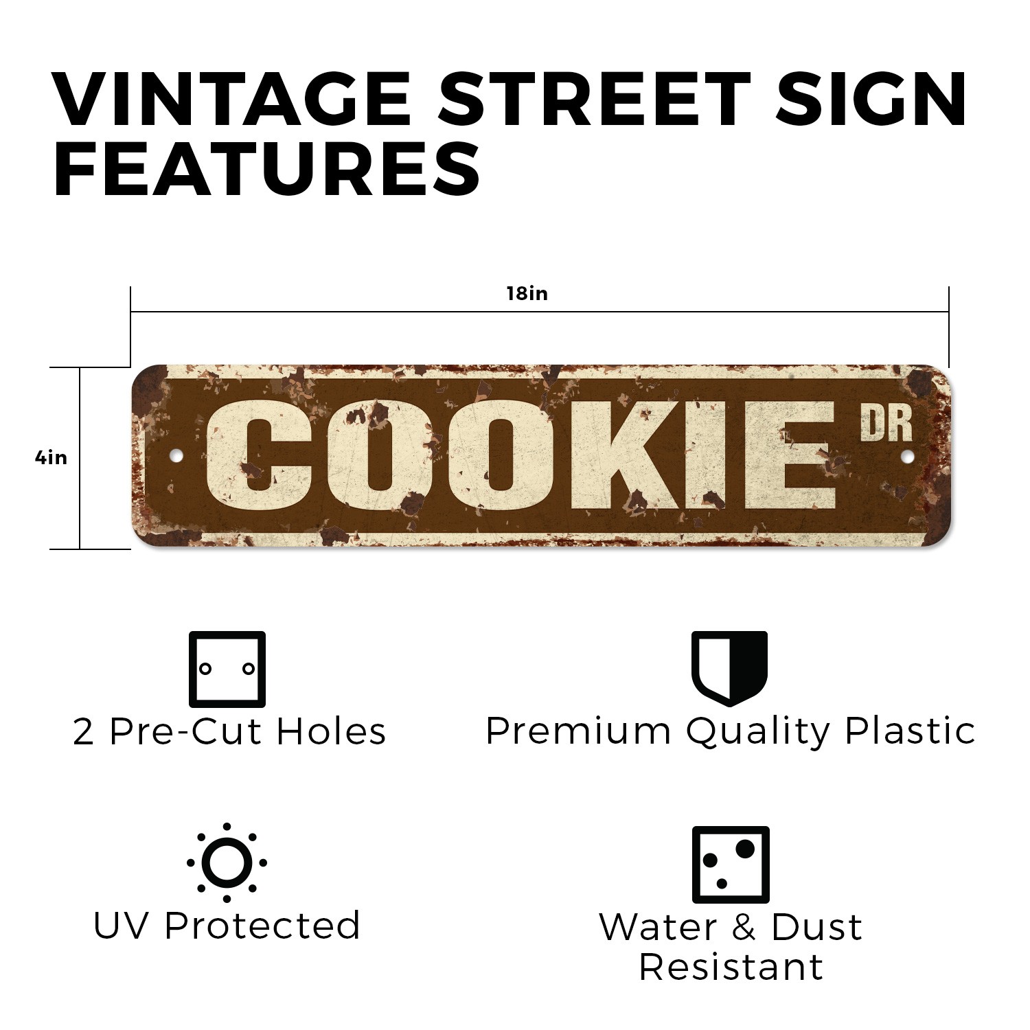 COOKIE Vintage Style Street Sign Metal Plastic bakery pastry sweets chocolate