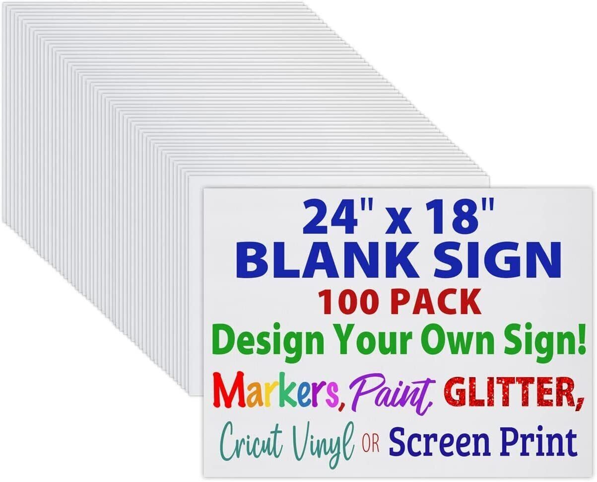 Heavy Duty 24&Prime;x18&Prime; Blank Corrugated Plastic Yard Signs (White)