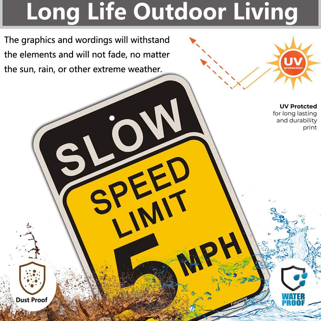 2-Pack 5 MPH Slow Speed Limit Reflective Signs 18×12” Rustproof Aluminum