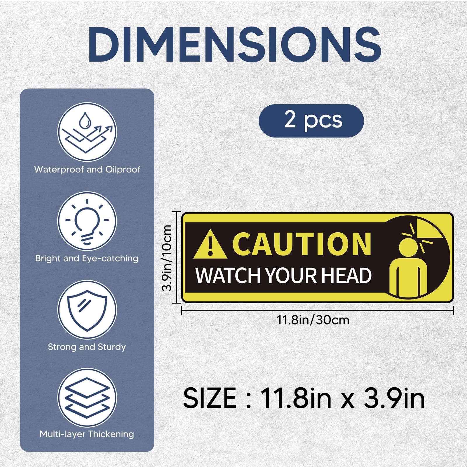 2 PCS Watch Your Head Sign Stickers, Easy Installation Self Adhesive Vinyl Sa…