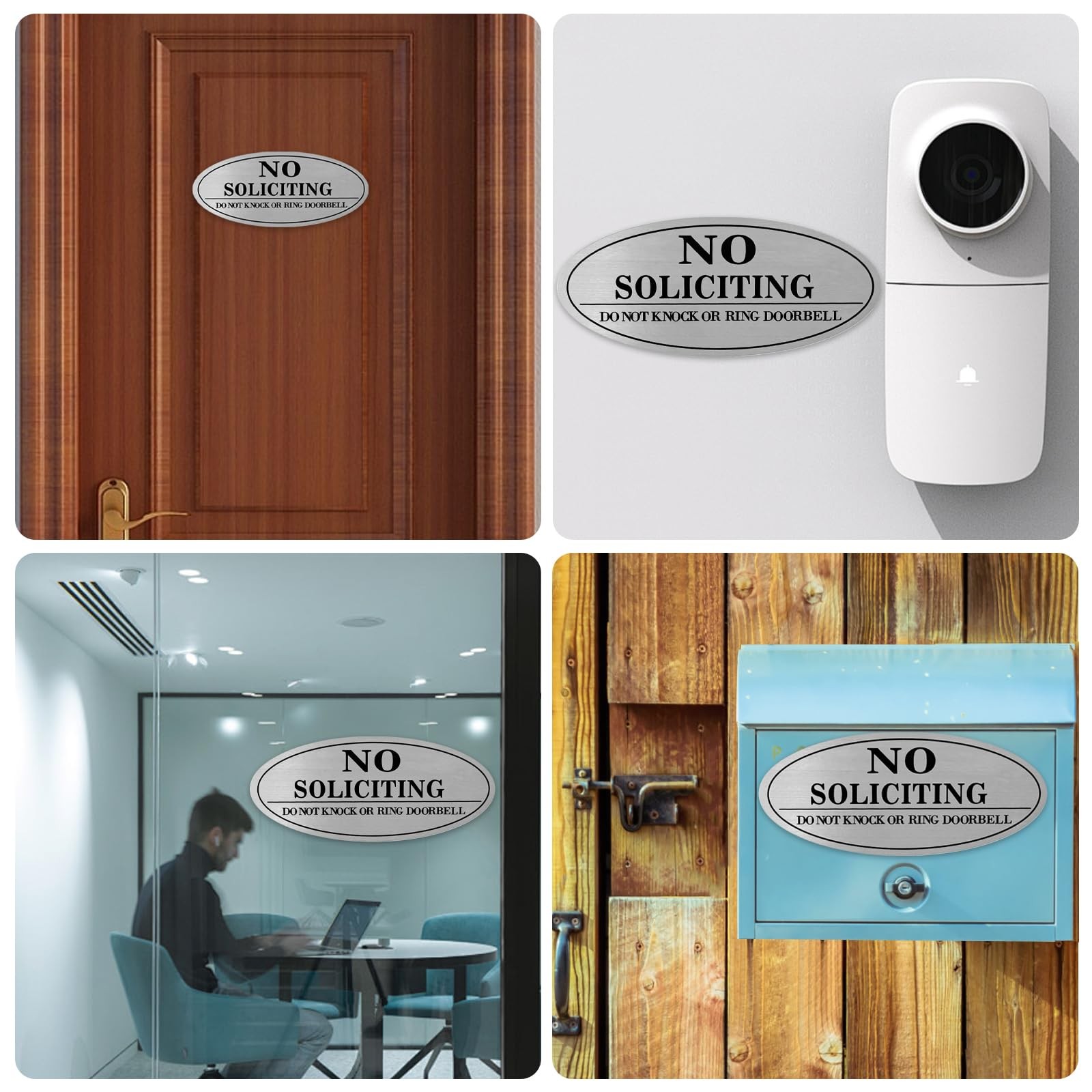 No Soliciting Sign with Magnets for House Garage Metal Front Door Mailbox