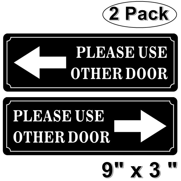 (2 Pack) 9&Prime; X 3&Prime; PLEASE USE OTHER DOOR Sign Back Self Adhesive Vinyl Sticker