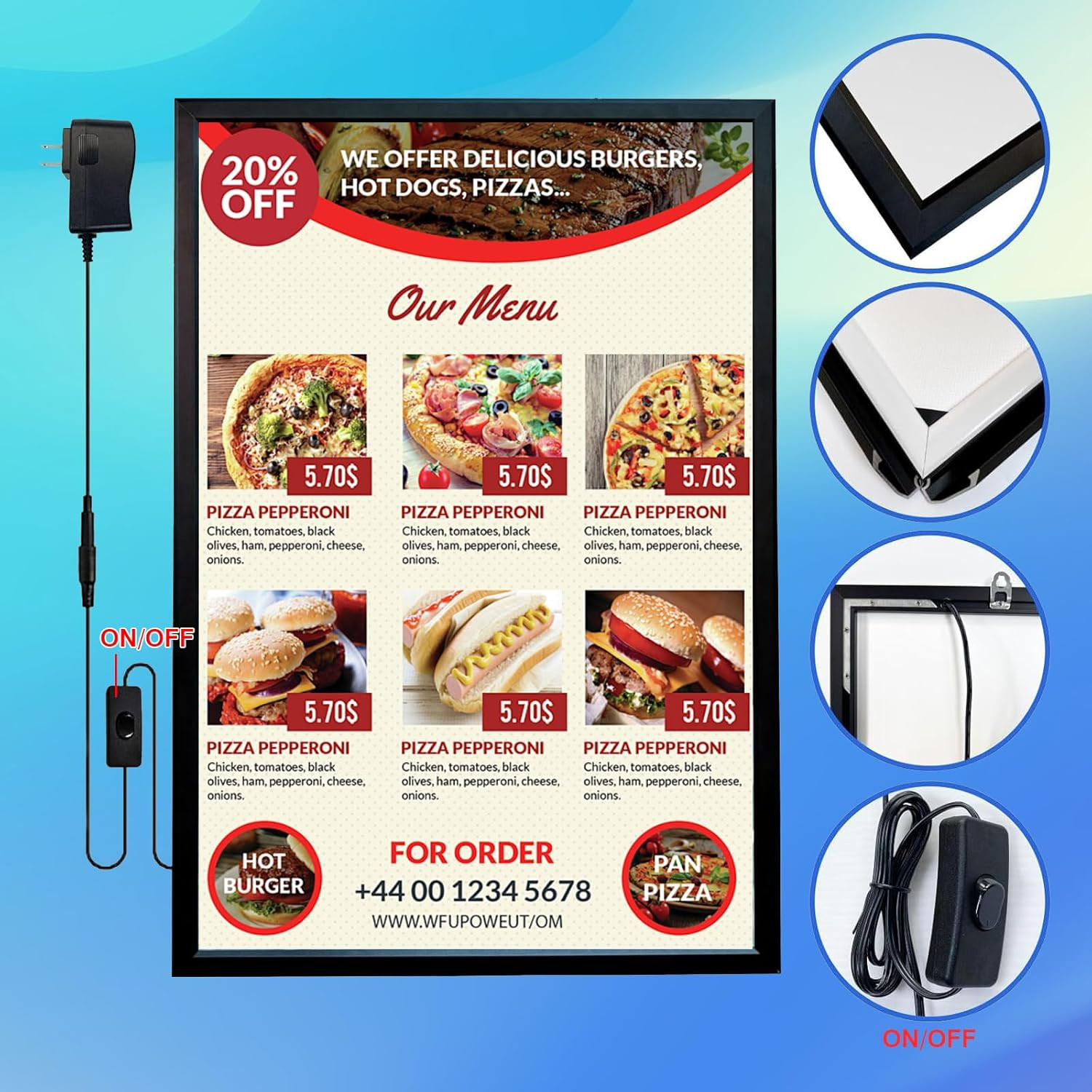 Backlit LED Movie Poster Frame 16&Prime;x24&Prime; – Wall Mounted Black Aluminum Display