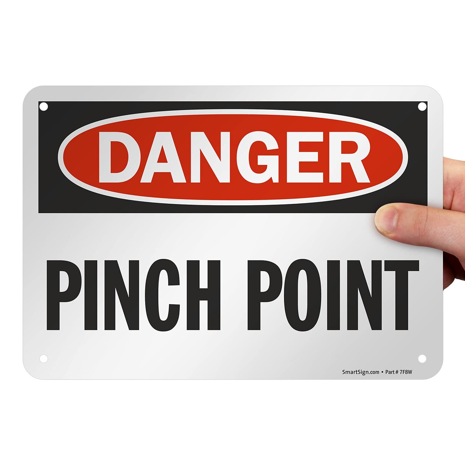 7 x 10 inch “Danger – Pinch Point” OSHA Sign with Pre-Cleared Holes Digital P…