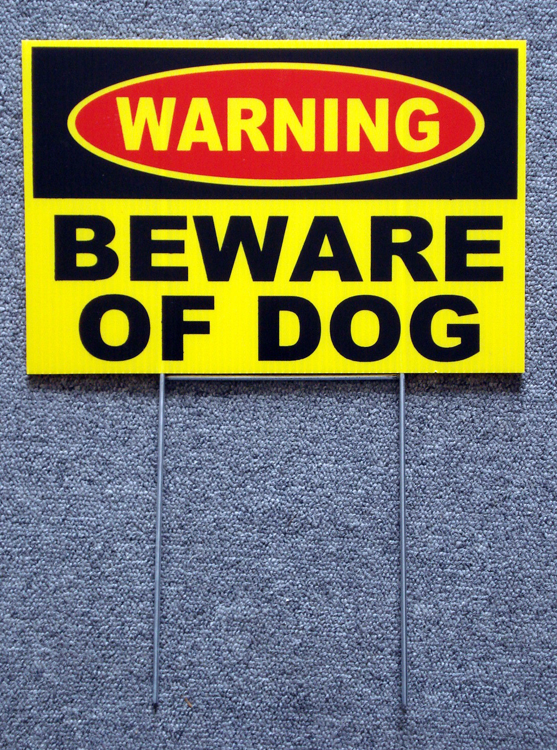 WARNING – BEWARE OF DOG SIGN 8&Prime;x12&Prime; NEW with Stake Security Surveillance yellow