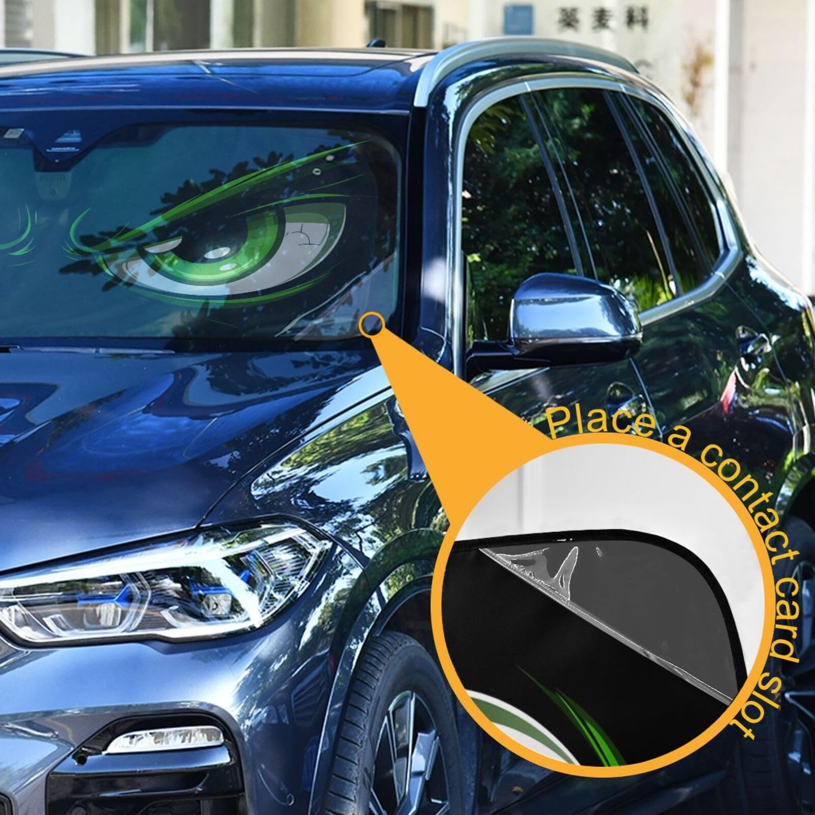Evil Green Eyes Windshield Sun Shade for Car Auto SUV Truck Foldable Front Wi…