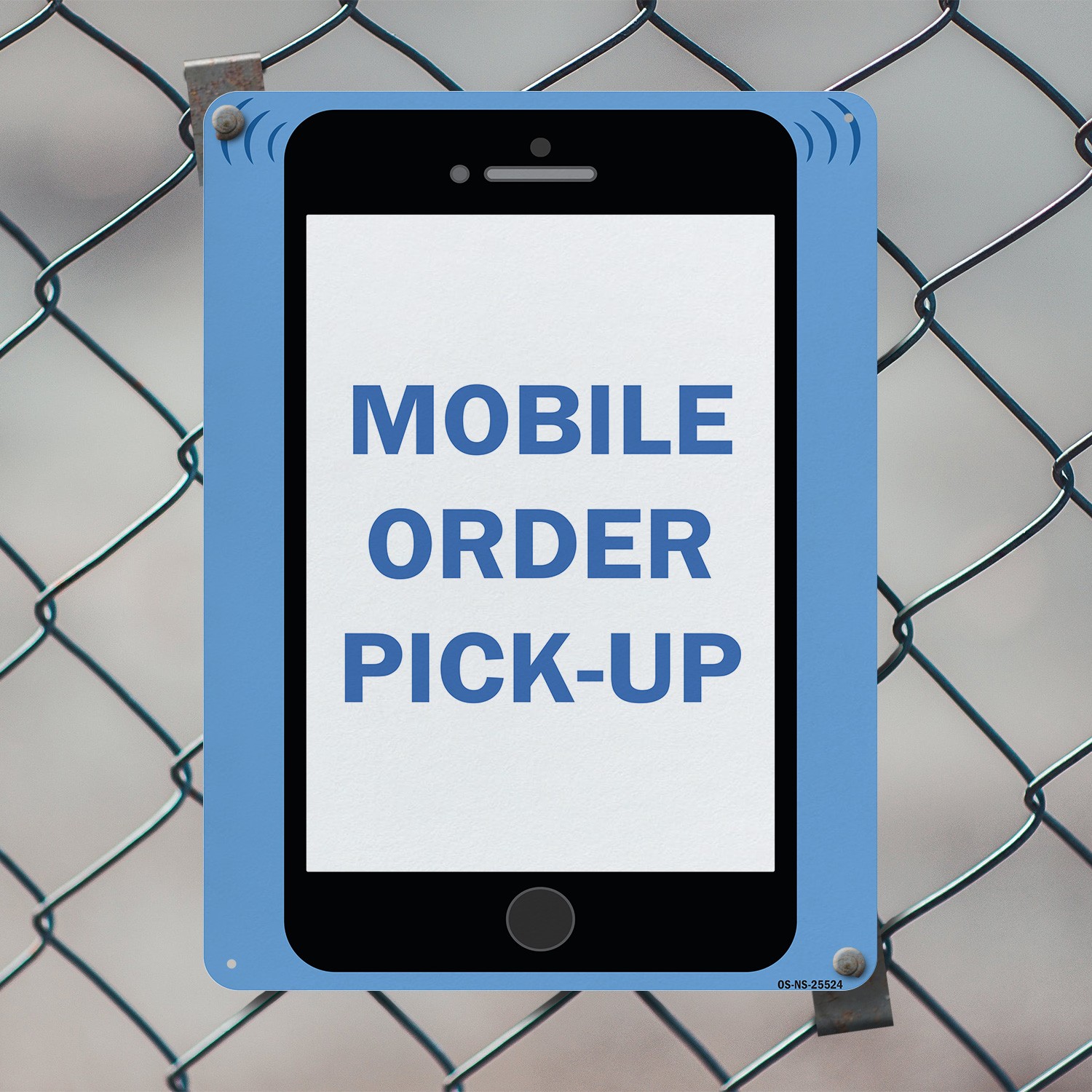 Mobile Order Pick Up Public Safety Sign Metal, Plastic, Or Decal – 5 or 10 Pack