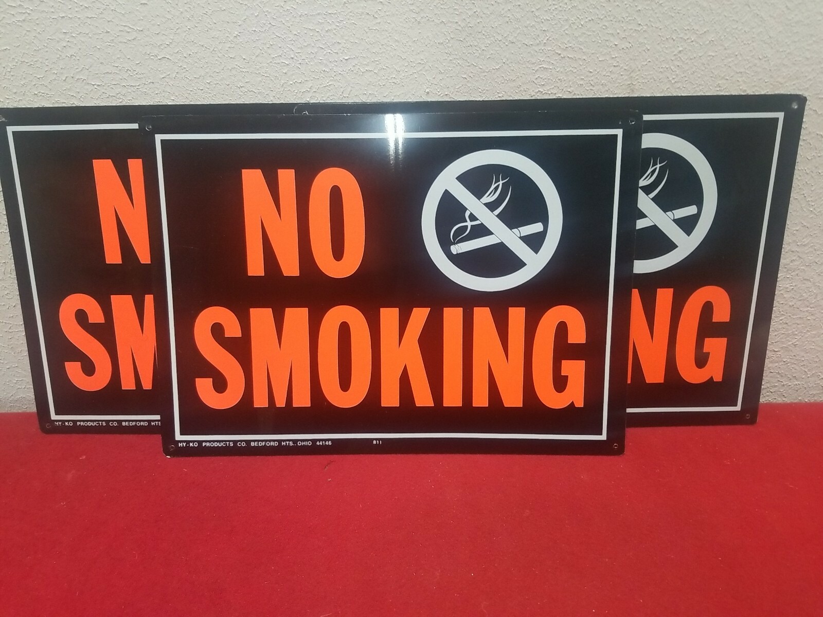 3 Vintage HY-KO Products NO SMOKING Signs 10×14 Metal