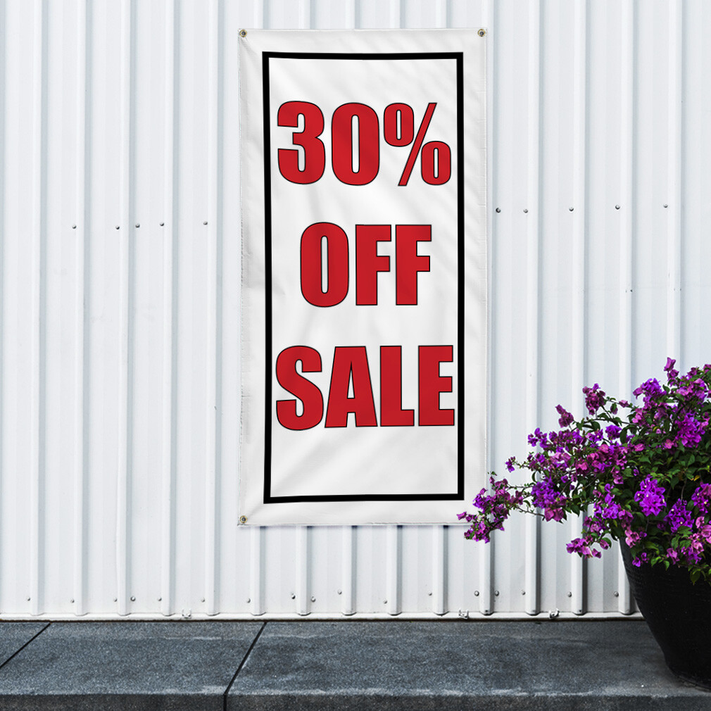 Vertical Vinyl Banner Multiple Sizes 30% Discount Deal Promotion Business