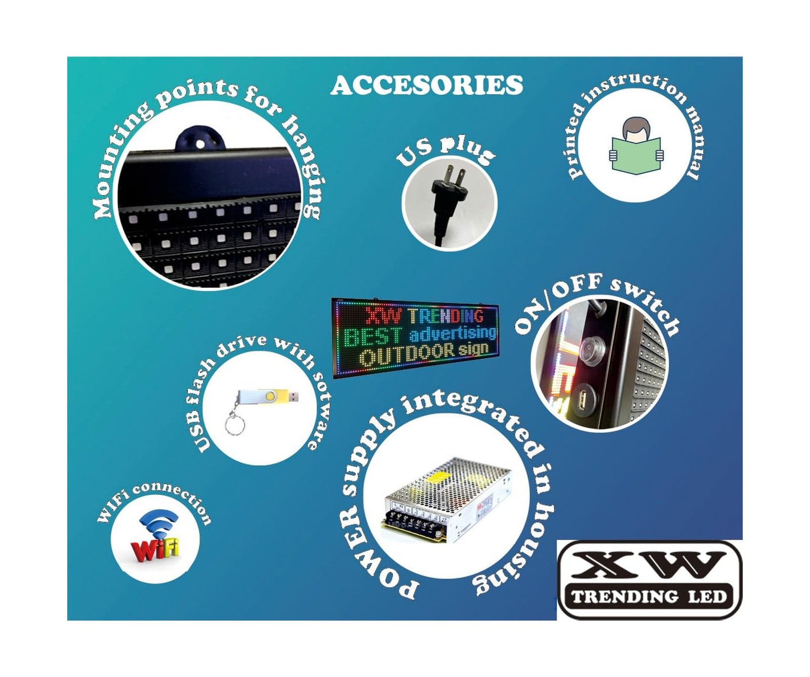 LED sign, scrolling sign 40&Prime; x 14&Prime;, WiFi perfect tool for advertising, color …