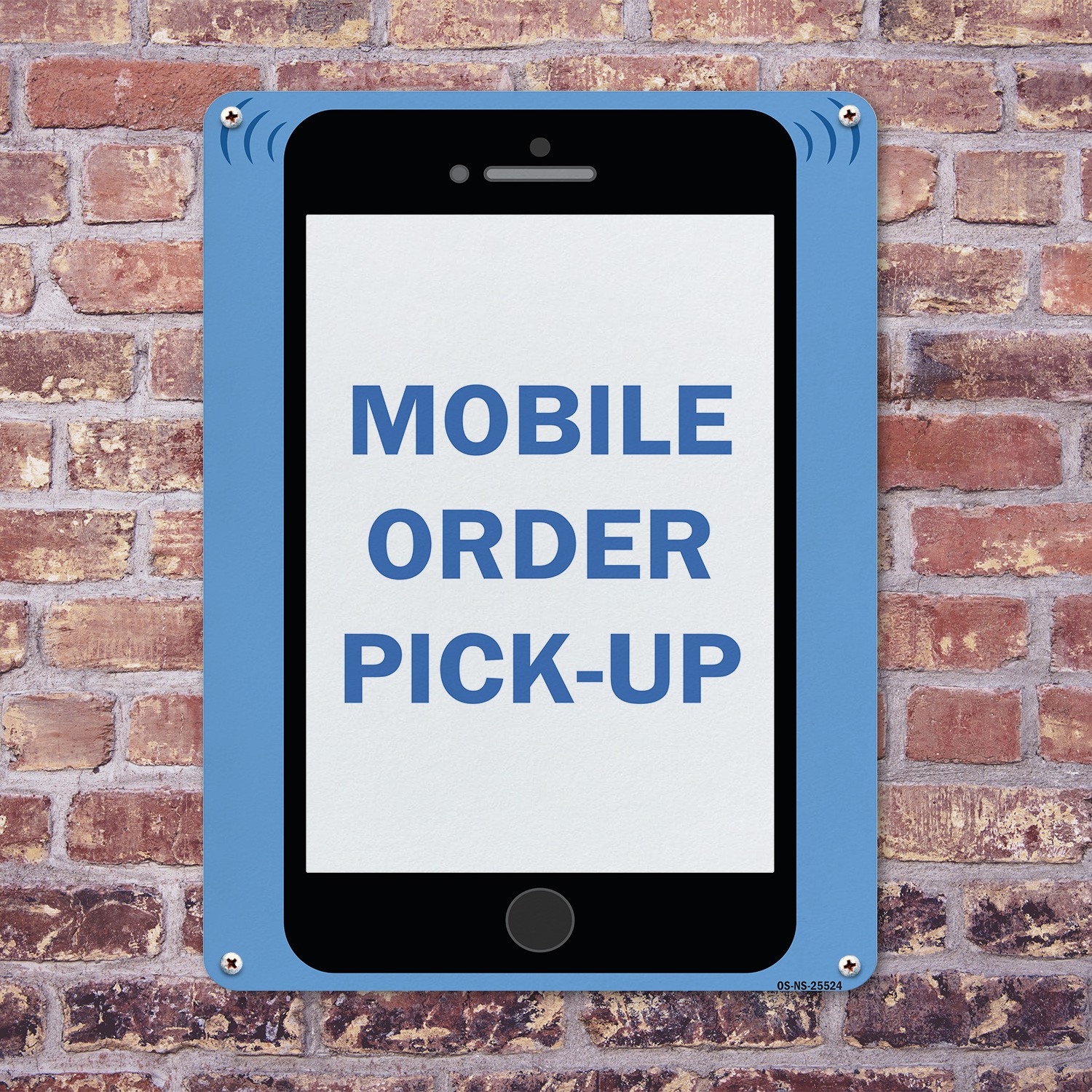 Mobile Order Pick Up Public Safety Sign Metal, Plastic, Or Decal – 5 or 10 Pack