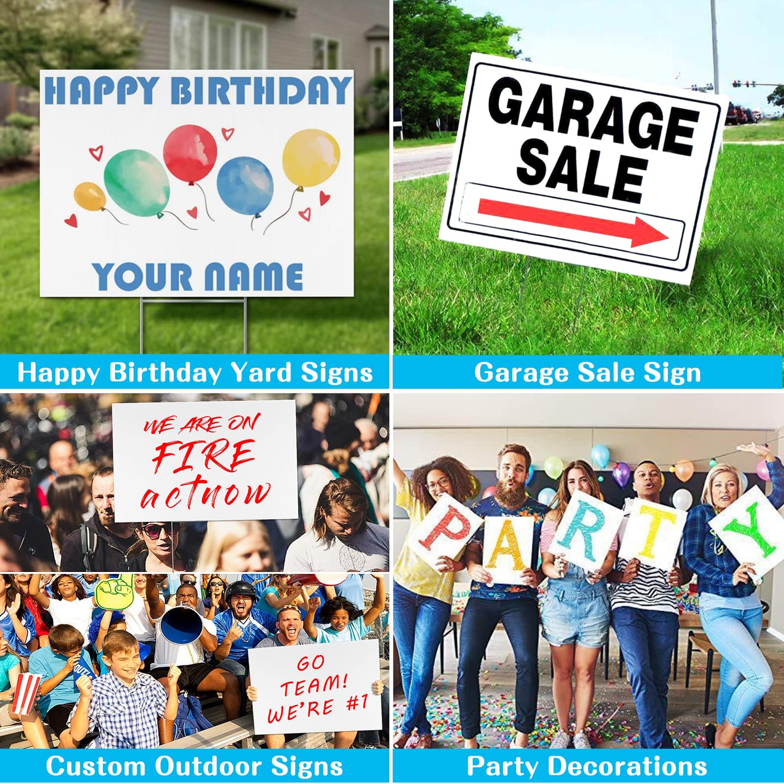 6 Pack Corrugated Plastic Yard Signs 17×12 Inches Double Sided Outdoor Sale