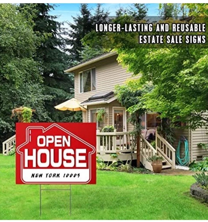 Open House Signs 5 Pack 16&Prime; x 12&Prime; Double-Sided Yard Signs with Metal H Stakes…