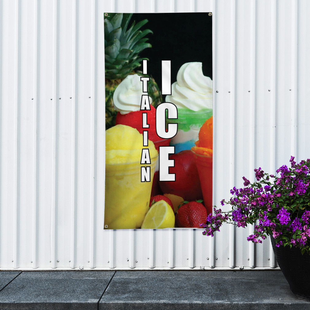 Vertical Vinyl Banner Multiple Sizes Italian Ice Food and Drink Outdoor