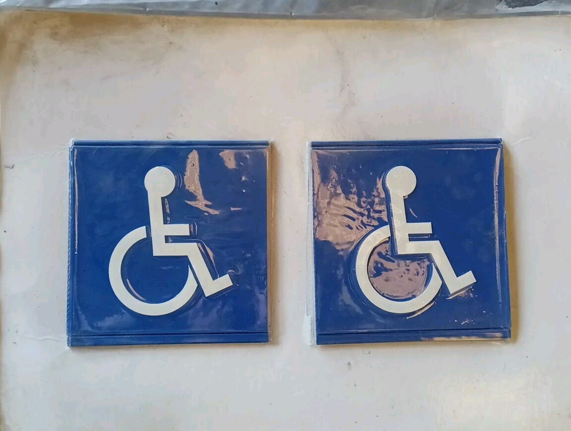 Lot of 6 Handicap 8&Prime; X 8&Prime; X 1/4&Prime; Blue Signs – Raised w/ Aluminum Back