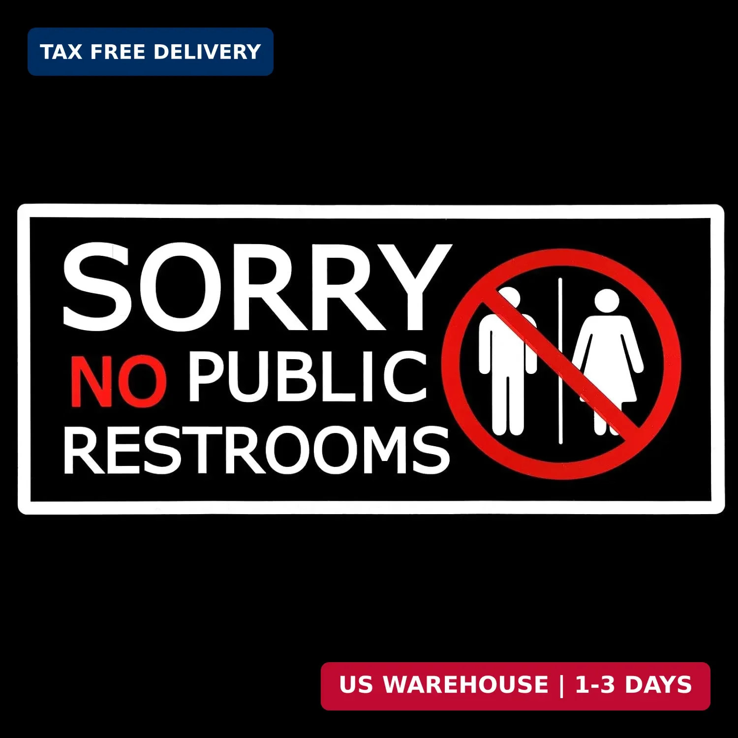 6Pcs No Public Restroom Signs, 8.66×3.94 Inch Self Adhesive Waterproof Restroom