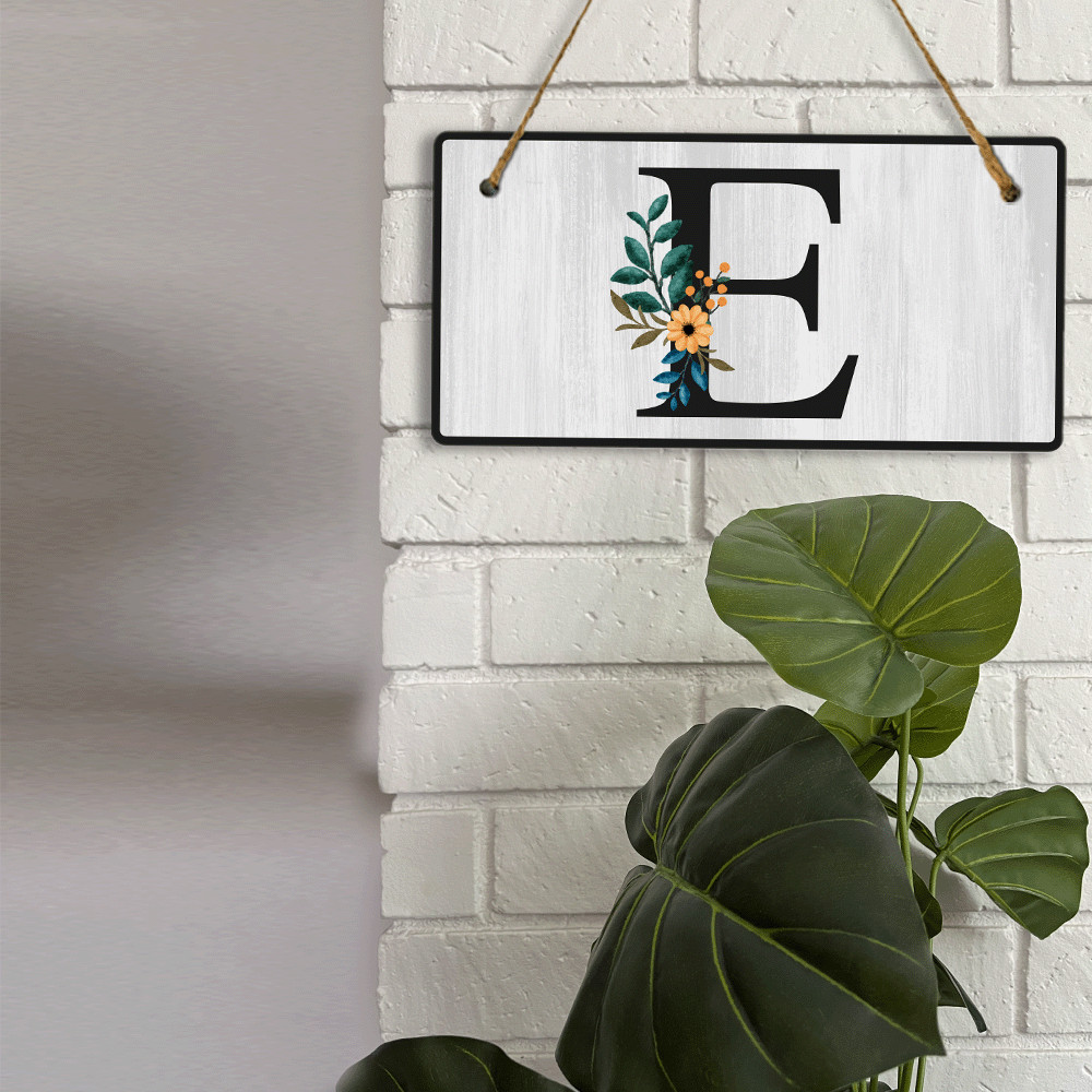 E Flower Decor 5×10 Hanging Wall or Door Sign | Alphabet Letter Room Decoration