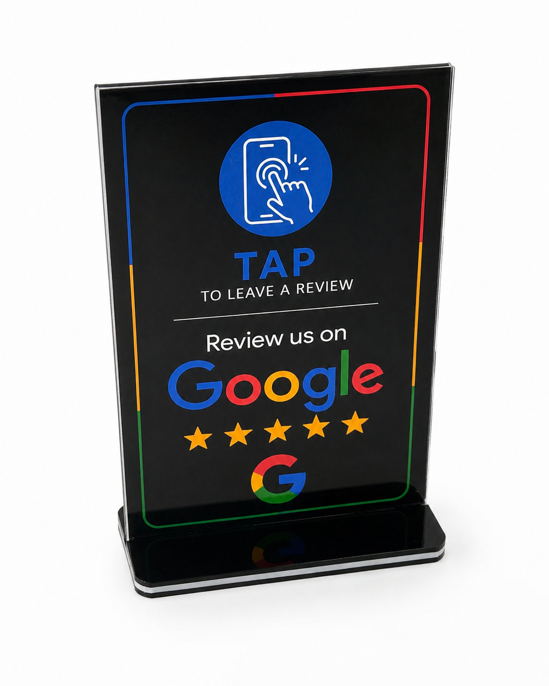 NFC Acrylic Business Sign Stand Tap to Open Reviews Social Media Menu Ntag213