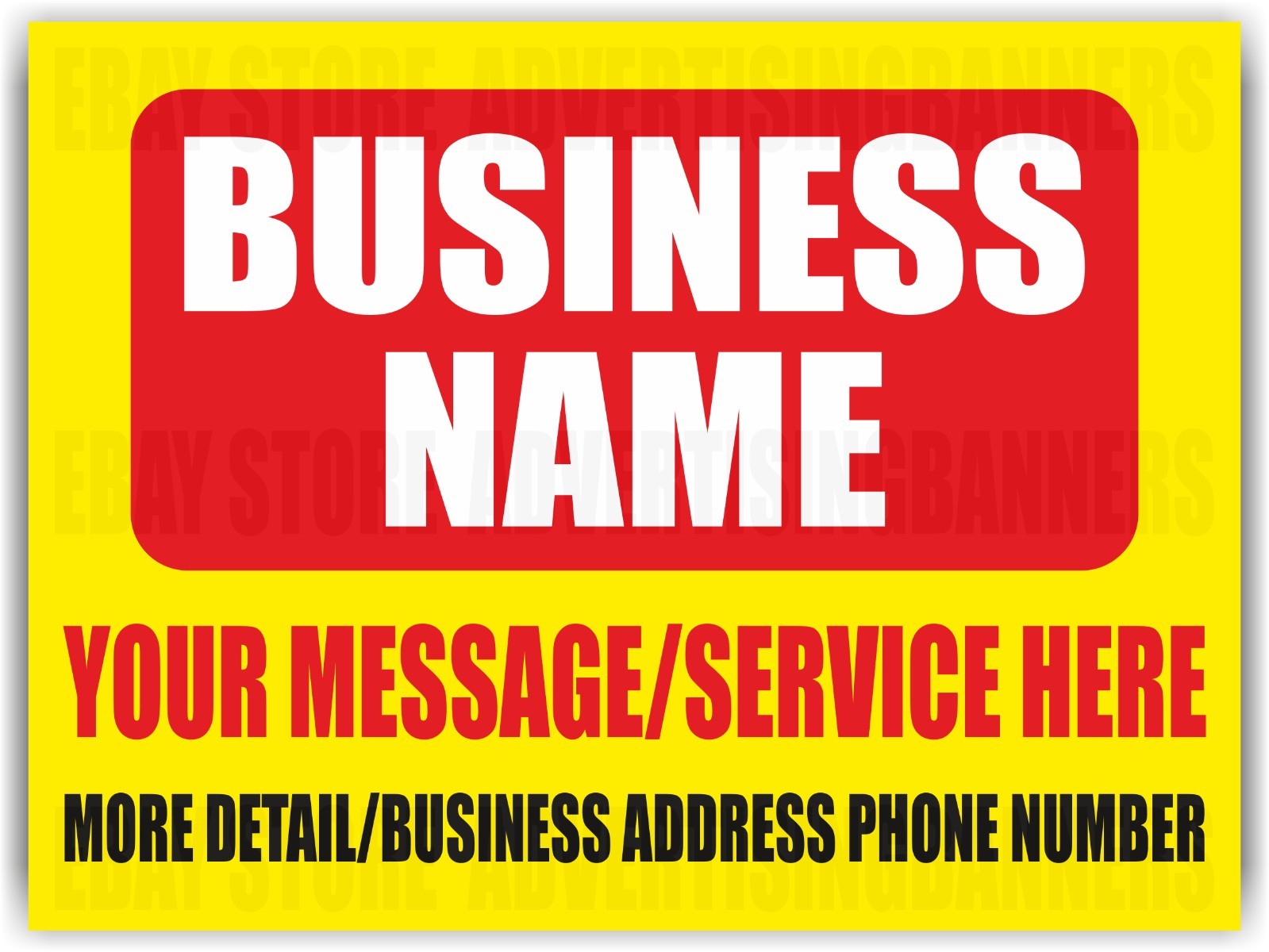 BUSINESS NAME Yard Sign with H-Stakes MESSAGE SERVICE HERE Custom Phone Number