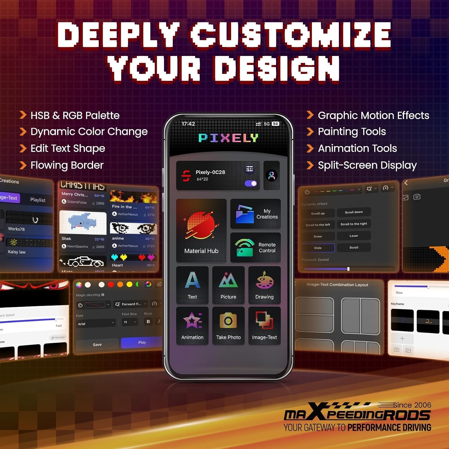 Flexible LED Display for Cars – 14&Prime;x4&Prime; Waterproof RGB Sign with Remote Control