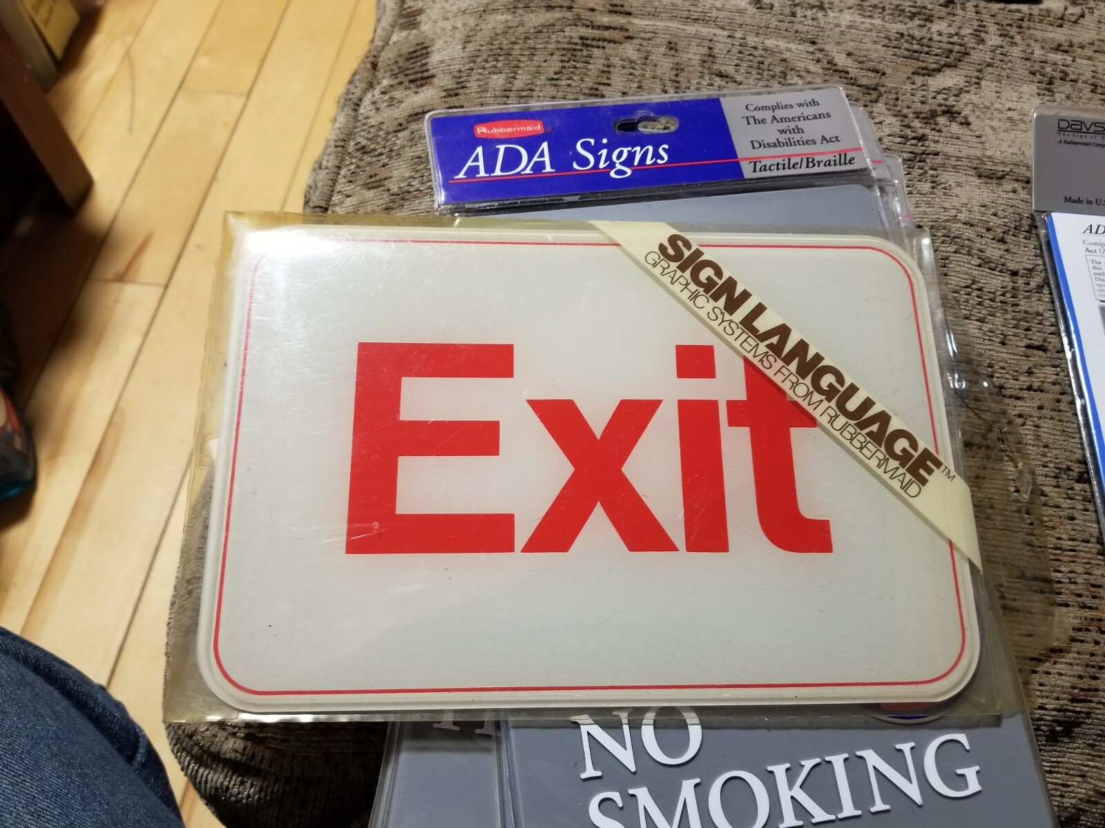 Exit Sign 6 x9  » SELF STICK DOOR ENTRANCE SIGN