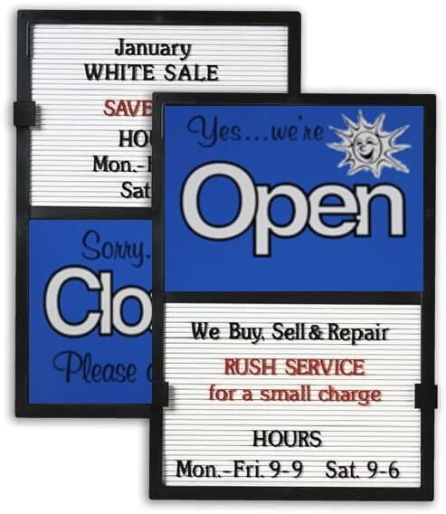 Glassmate Vertical Open/Closed Sun Message Slider Board Sign | 14&Prime;W x 20&Prime;H