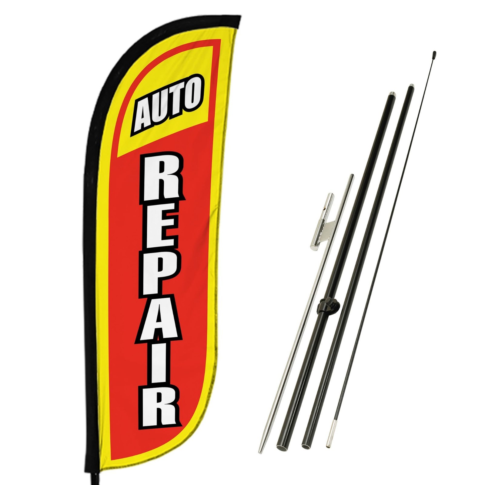 7ft Feather Flag Pole Kit – Advertising Banner with Fiberglass Pole & Ground Spi