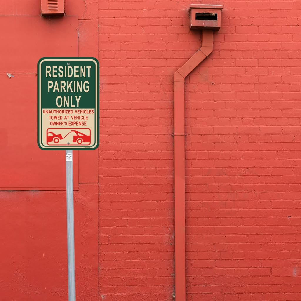2 Pack Resident Parking Only Unauthorized Vehicles Towed Sign 18×12 Metal