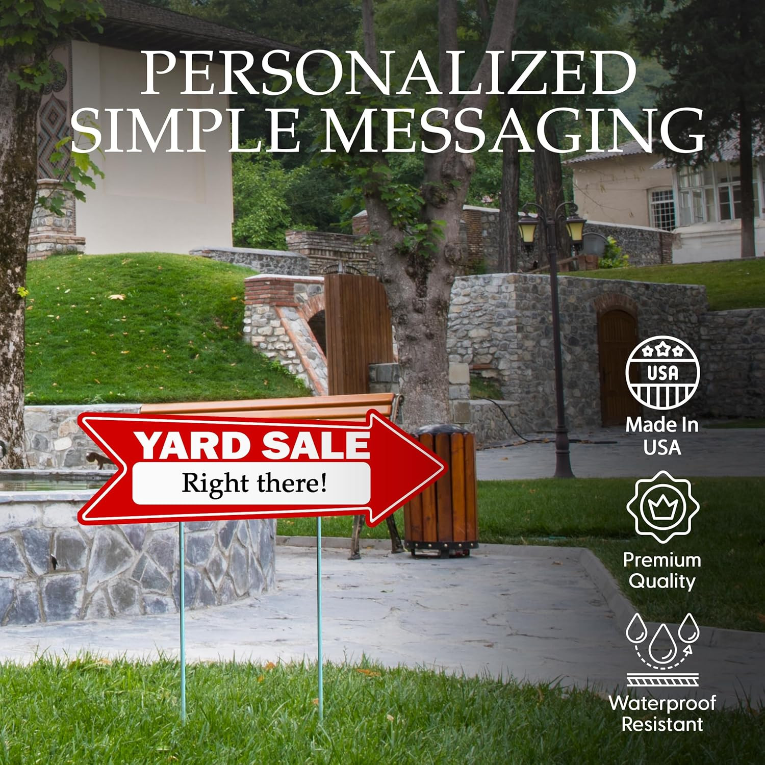 Yard Sale Arrows Yard Sign Double Sided with Stakes Large 16 Inch by 5 Inch Arro