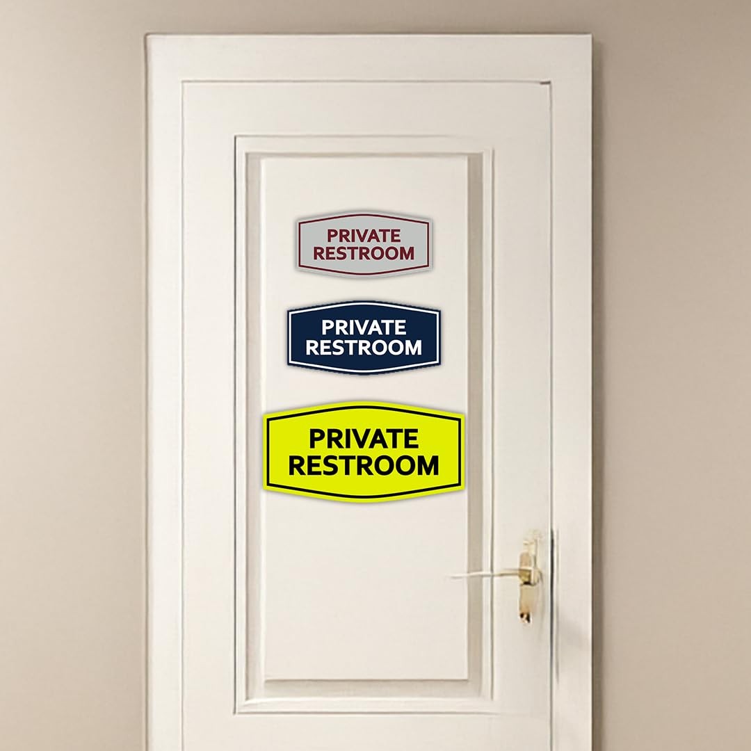1 PCS Medium Brushed Silver Fancy Private Restroom Sign Door Wall Mount