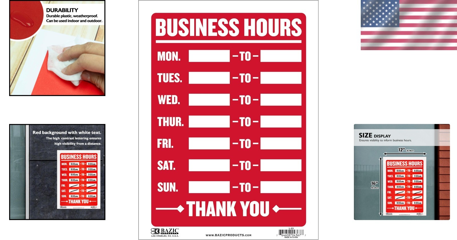Elegant Weather-Resistant Business Hours Sign 12 x 16 in for Any Establishment