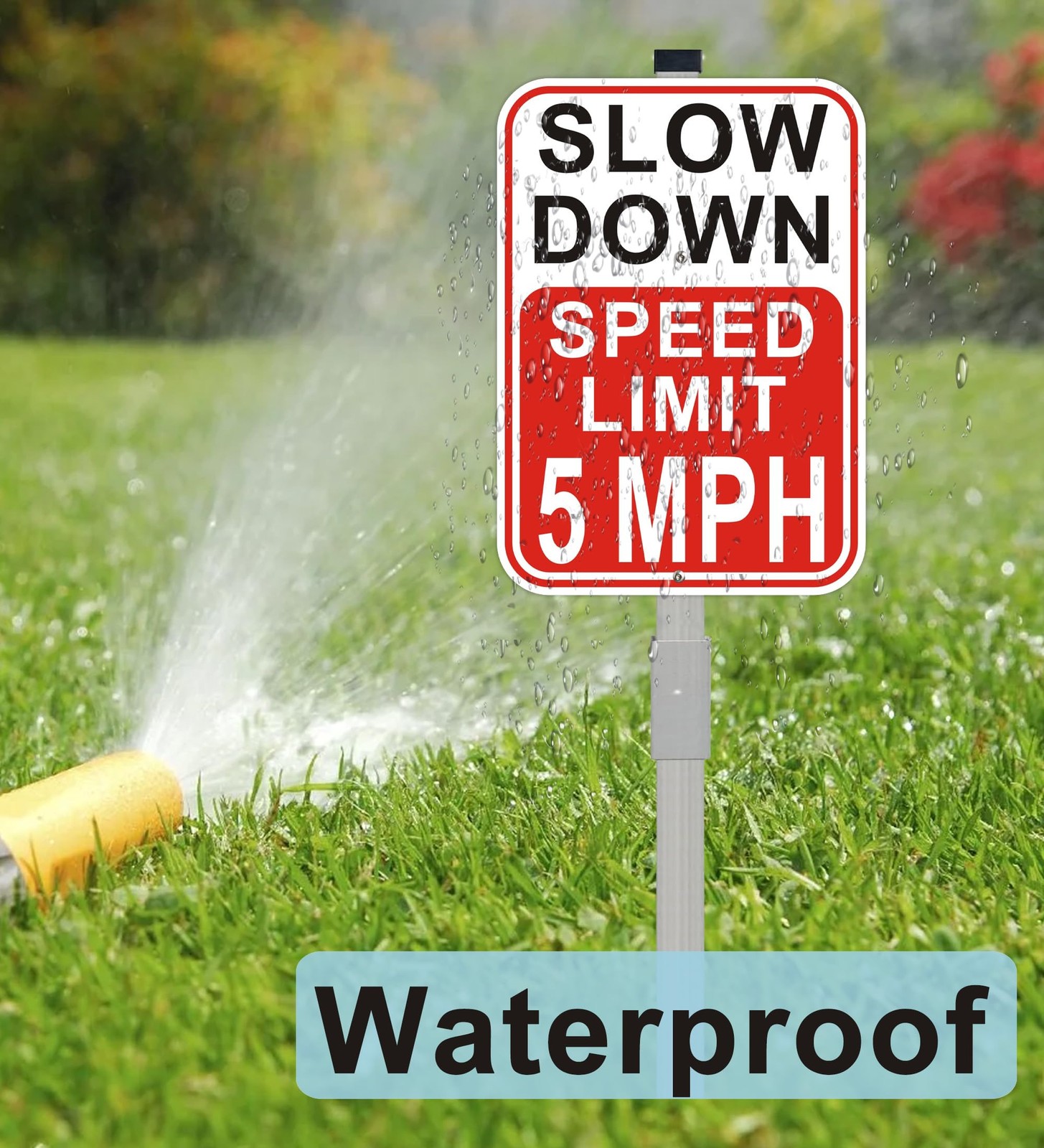 2 PCS Slow Down Speed Limit 5 MPH Sign 36 Inch Stakes 14×10 Inch Aluminum