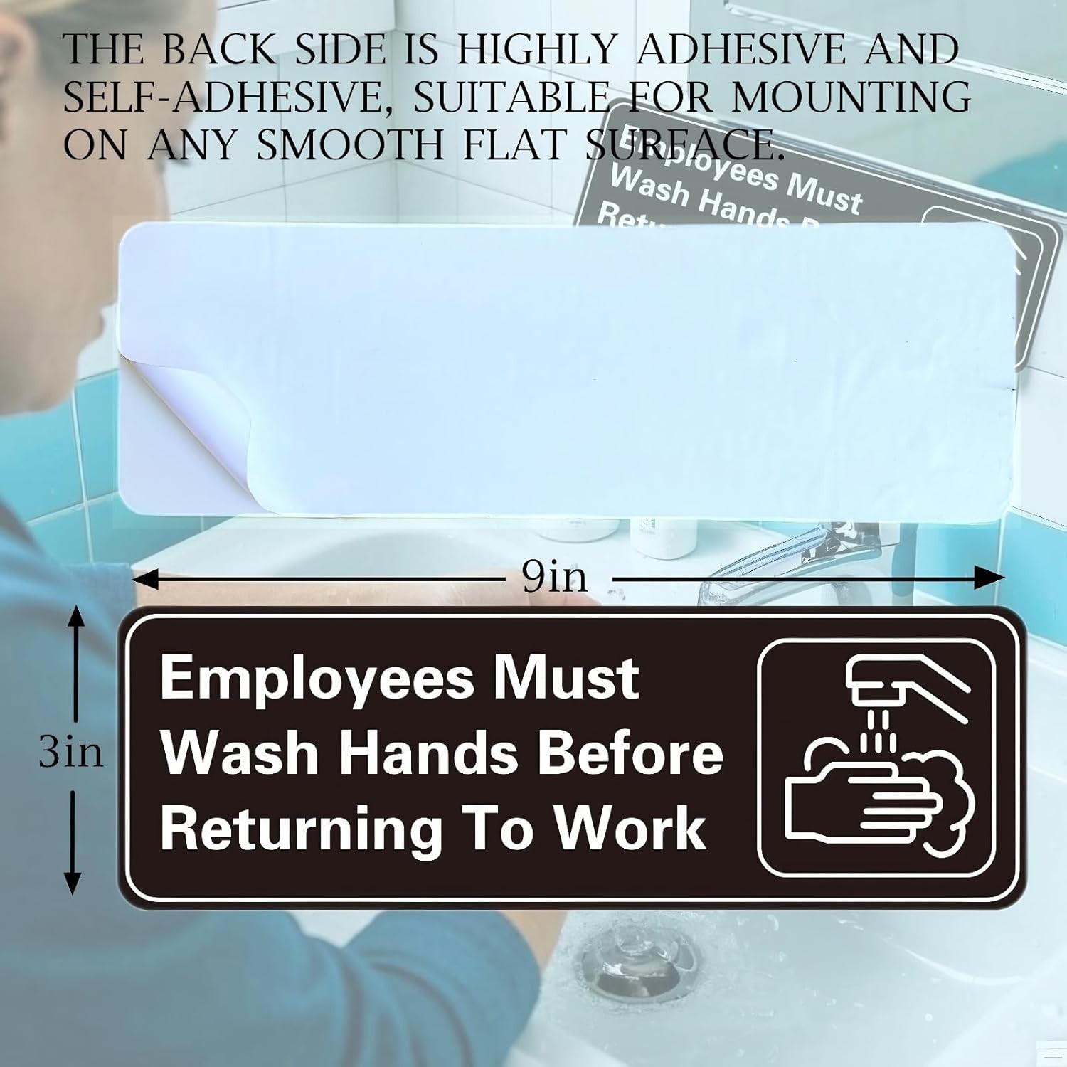 5 Pack Employees Must Wash Hands Before Returning to Work Sign 9 x 3 Inches 1…