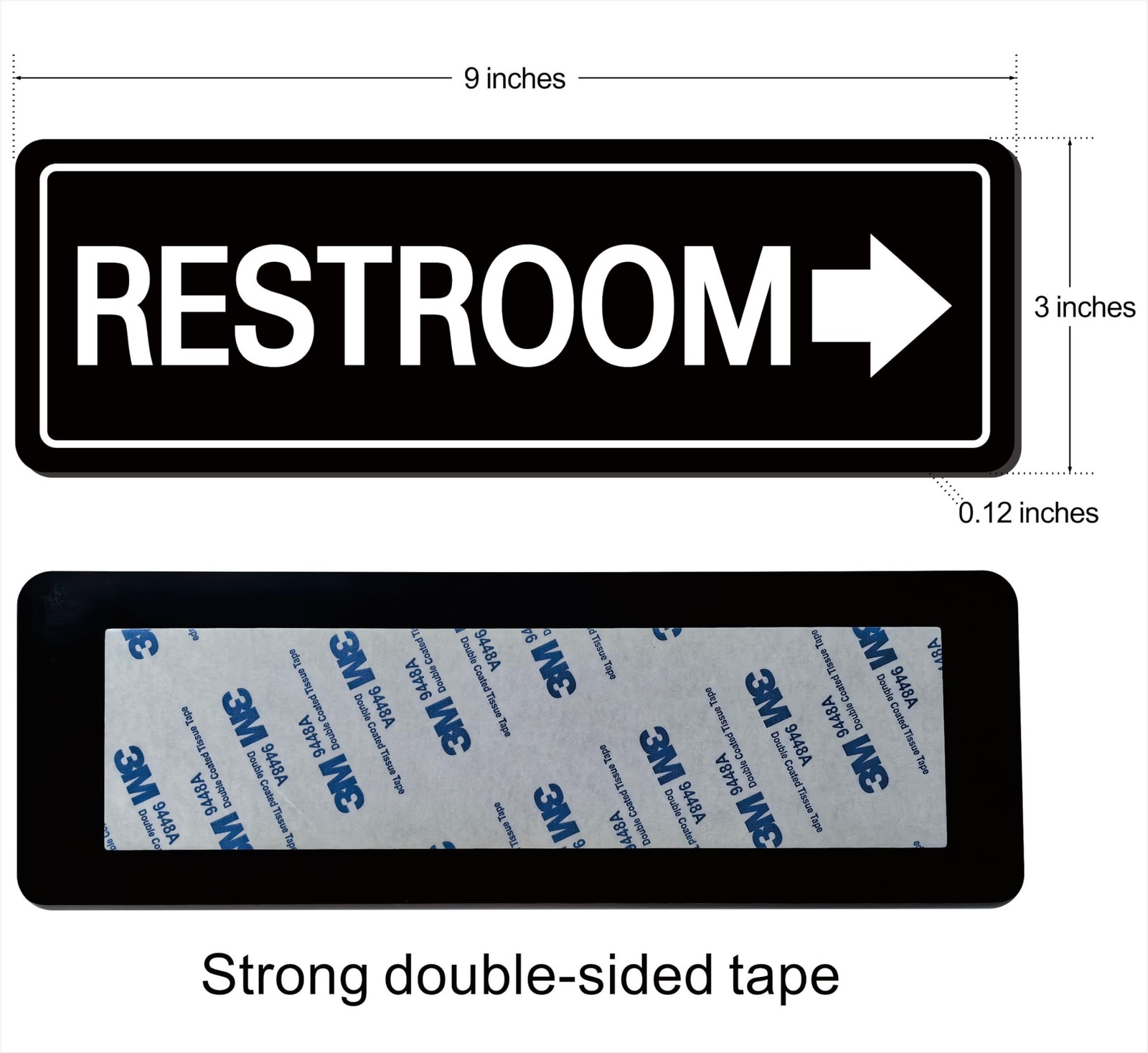 Restroom Sign with Arrow – Commercial Restroom Sign with Right Arrow, Made of…