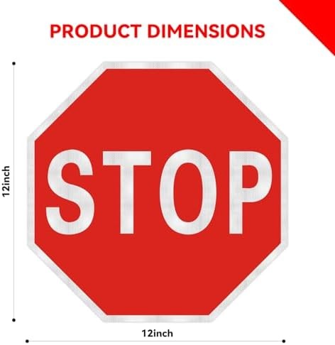 Stop sign, 12 x 12 inch octagonal high strength aluminum reflective panel, water