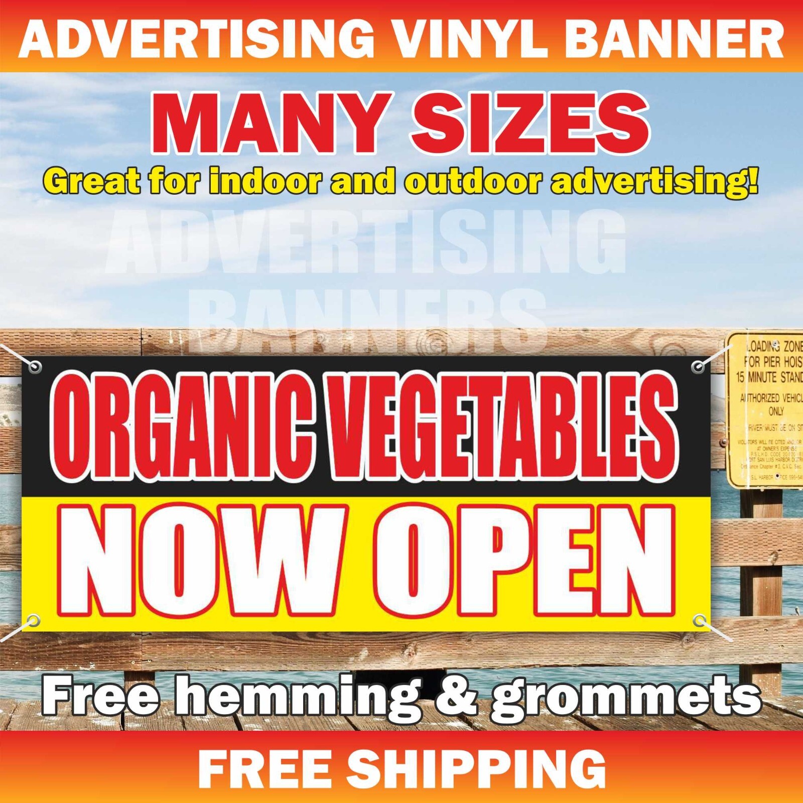 ORGANIC VEGETABLES NOW OPEN Advertising Banner Vinyl Sign Farm Fruits Produce