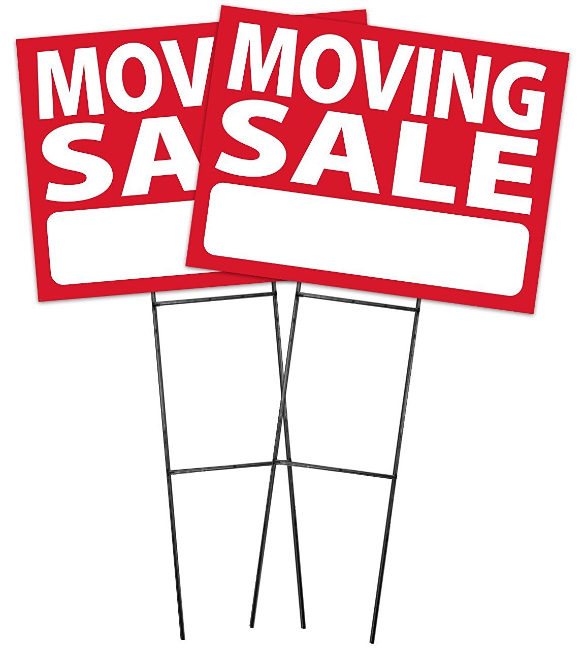 Large (18&Prime;x24&Prime;) Moving Sale – RED – Sign Kit with Stands – 2 Pack