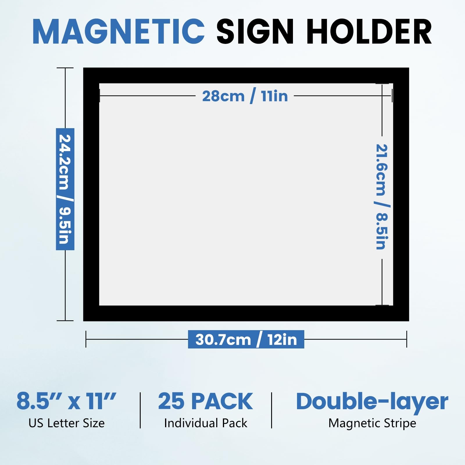 NUITPY 25 Pack Magnetic Sign Holder, 8.5in x 11in x 11in-25Pack, Black