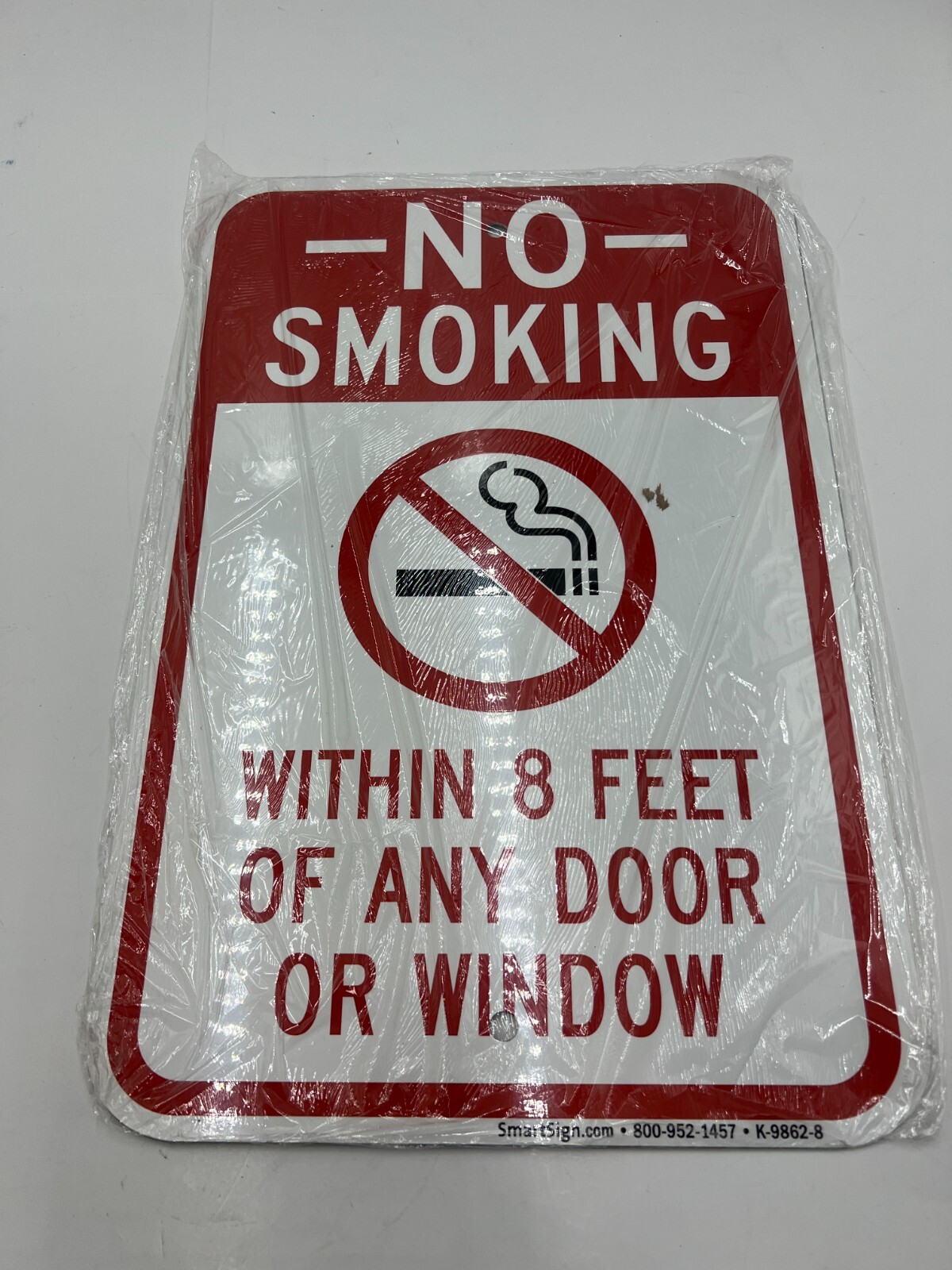 (Qty 2) SmartSign No Smoking Within 8 Feet of Any Door Or Window Sign 12×18 Inch