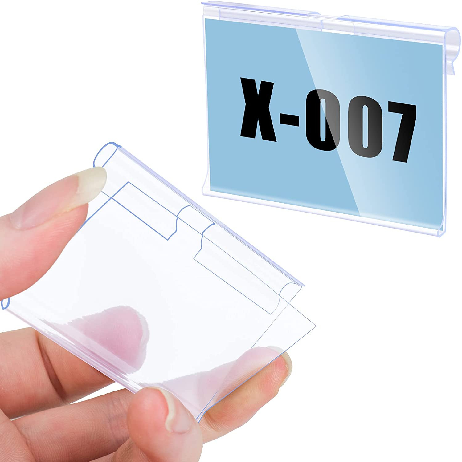 50 PCS Clear Plastic Label Holders For Wire Shelf Retail Price Label Basket NEW