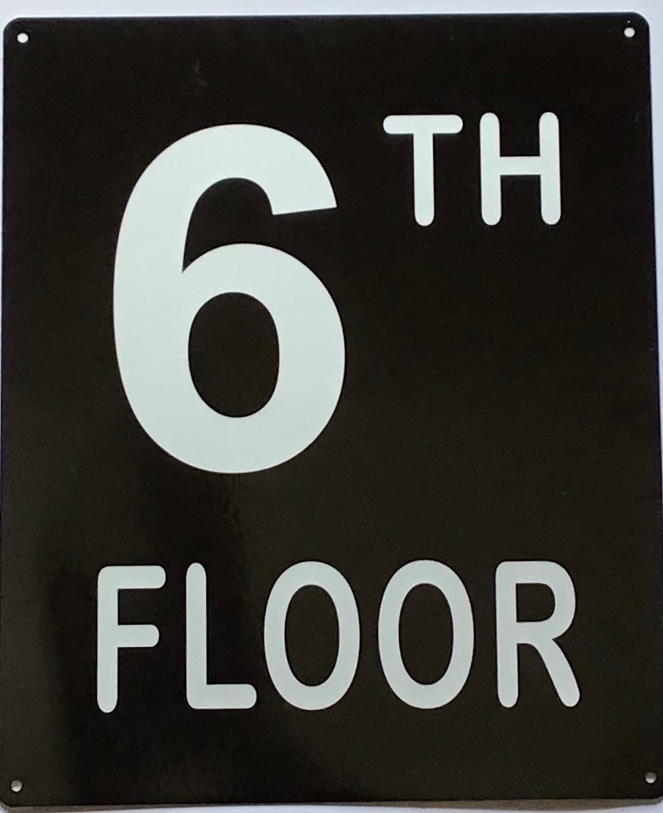 6TH FLOOR SIGN (10X12, Black Background, Aluminum) -REF24-1027
