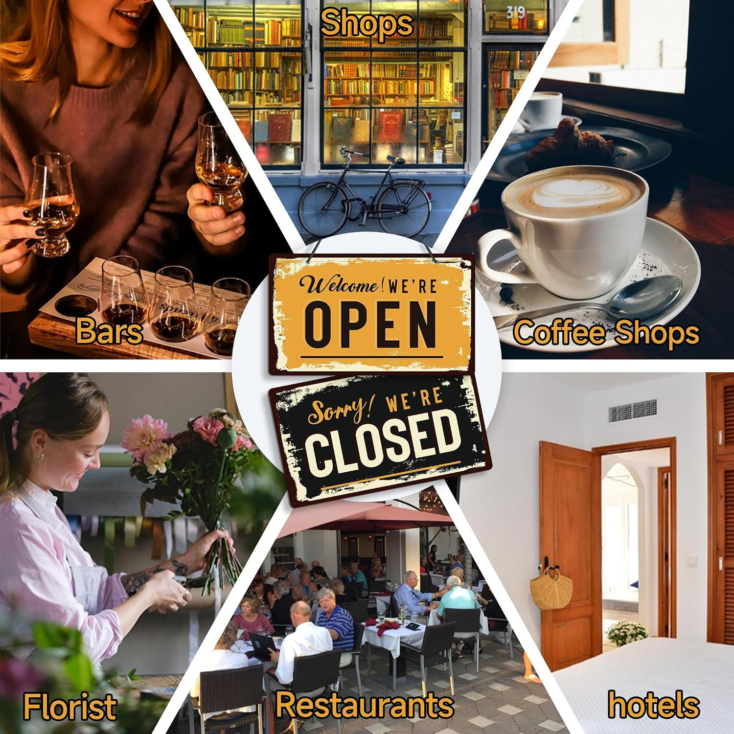 Open Closed Signs for Business, 10×5.9 Waterproof Double Sided PVC Come In or Cl